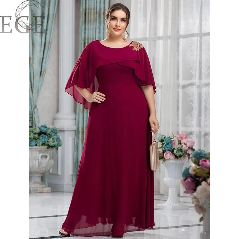 Women's Plus Size Mesh A-Line Sequin Embroidery Evening Dress