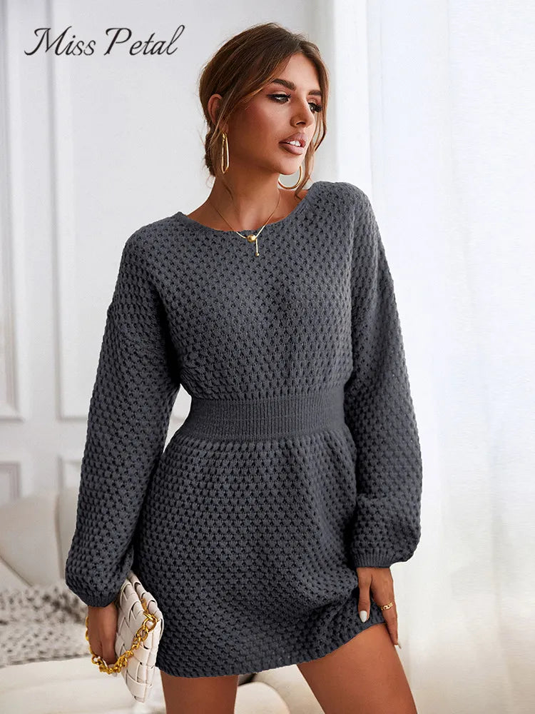 Casual Long Sleeve Long Sweater Dress