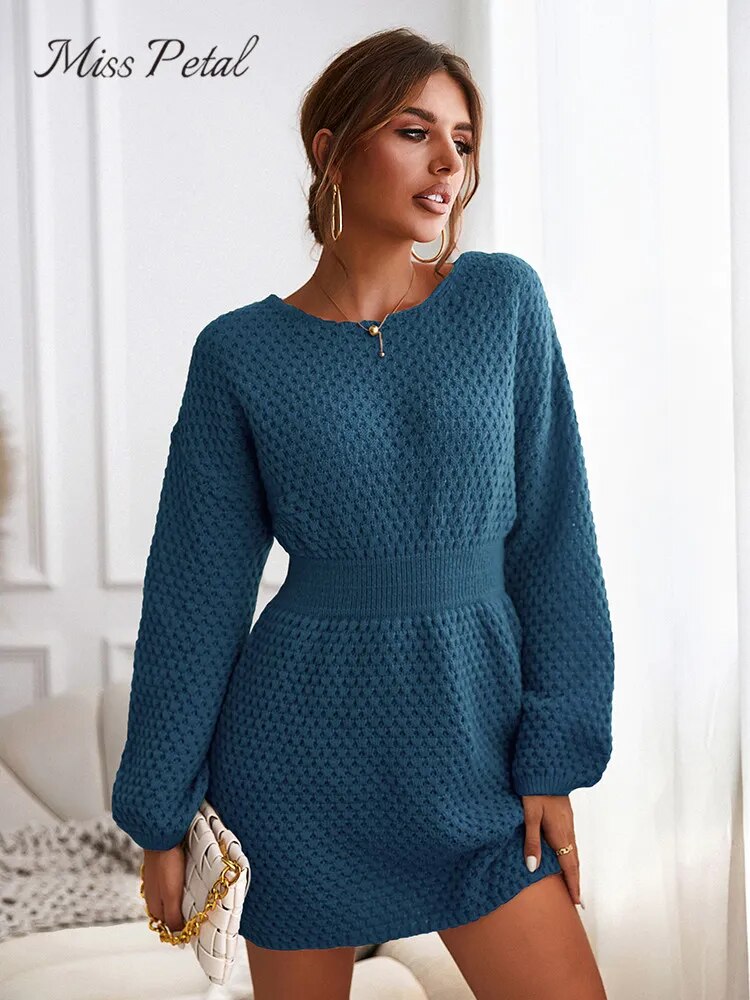 Casual Long Sleeve Long Sweater Dress