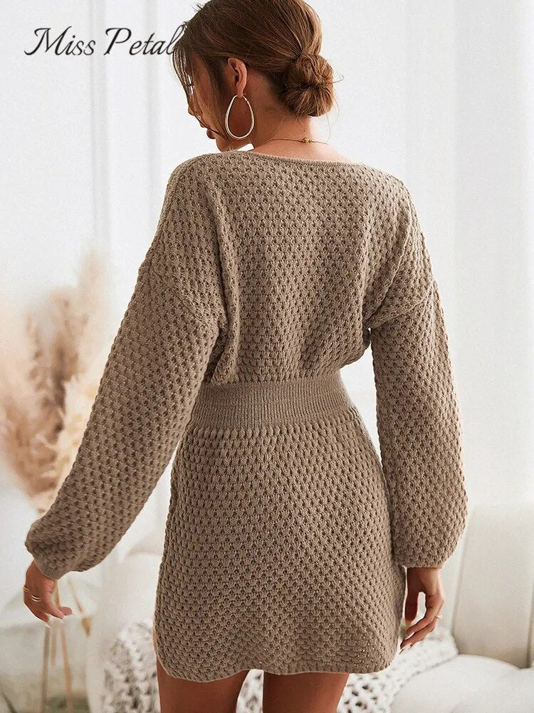 Casual Long Sleeve Long Sweater Dress