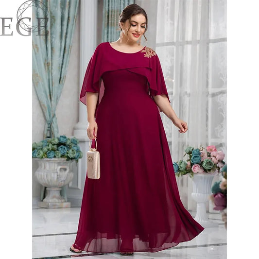 Women's Plus Size Mesh A-Line Sequin Embroidery Evening Dress