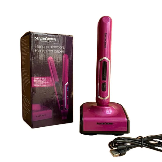 Hair Straightener USB Temperature Adjustable Straightening Iron with Charging Base