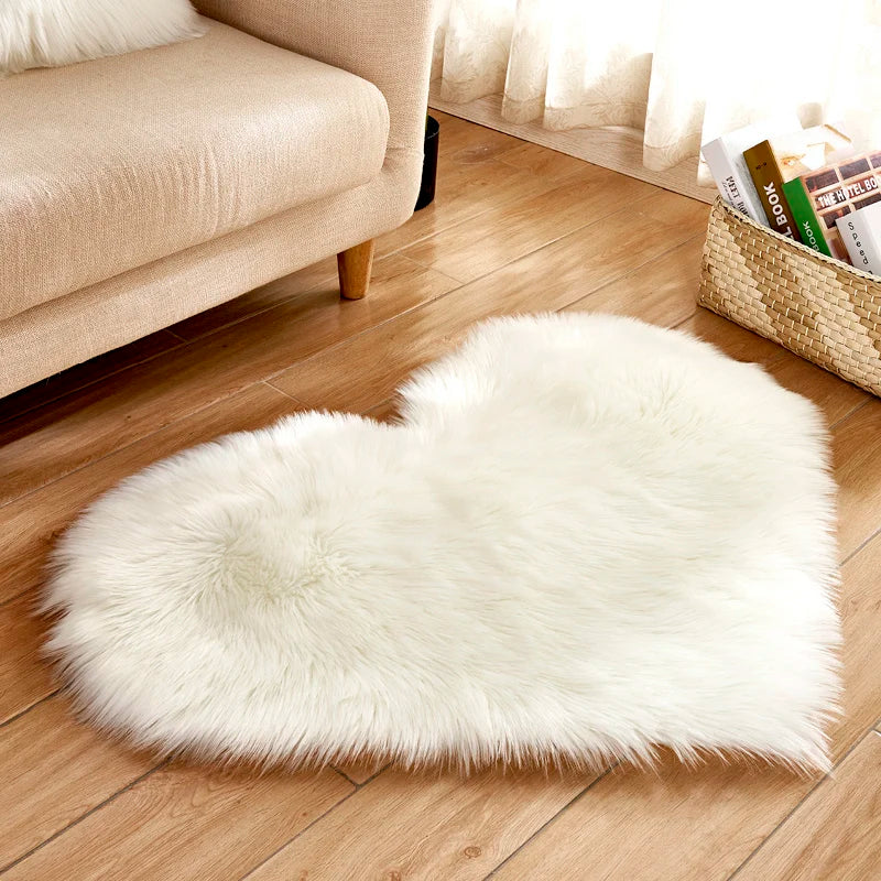 Faux Fluffy Mats Love Heart NO Lint