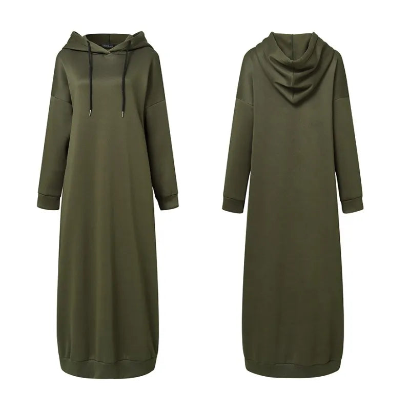 Casual Long Sleeve Maxi Vestidos Drawstring Robe