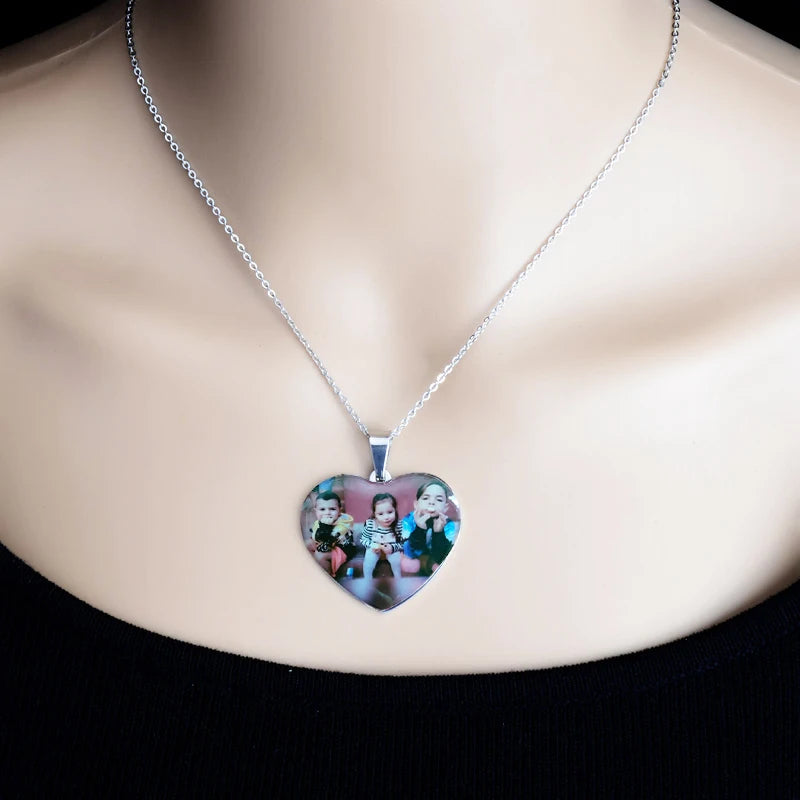 Custom Name Photo Heart Necklace