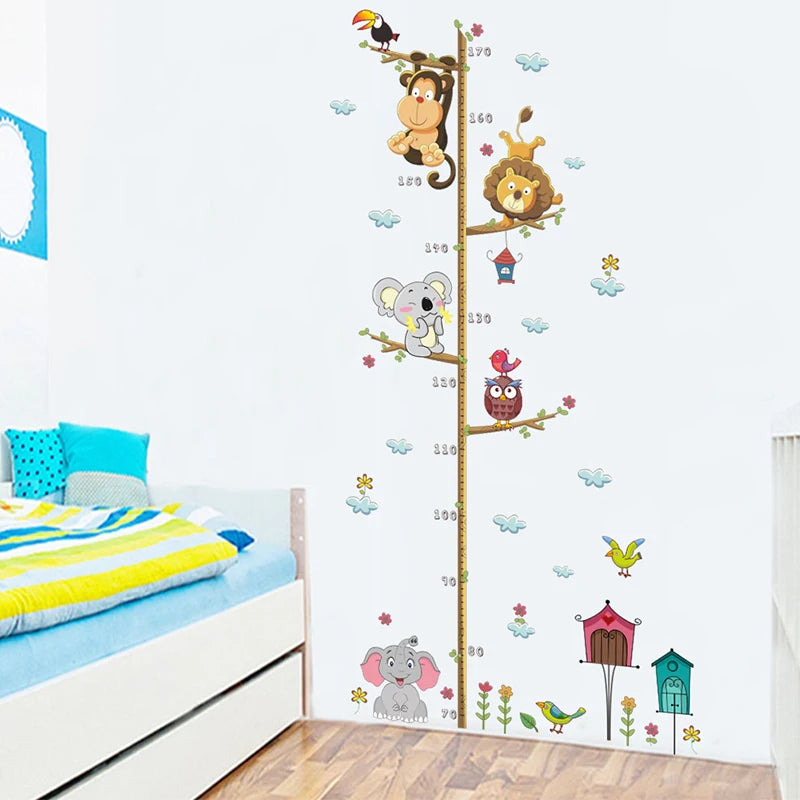 Cartoon Animal Height Ruler Meaure Wall Stickers