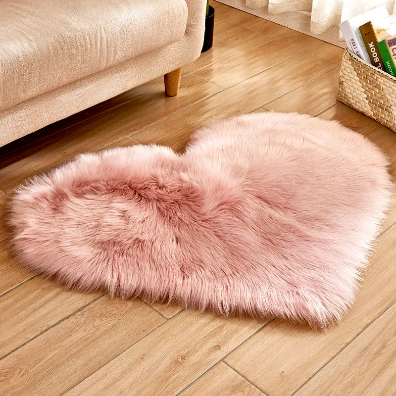 Faux Fluffy Mats Love Heart NO Lint