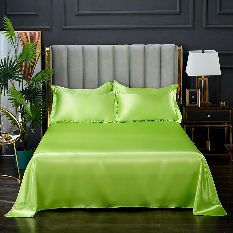 Flat Sheet Solid Color Satin Bed Sheet