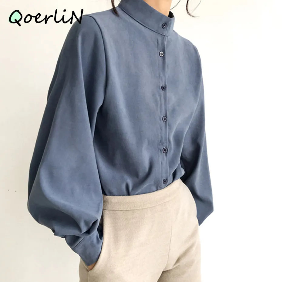 Big Lantern Sleeve Stand Collar Shirts