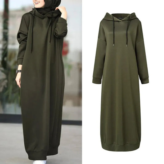 Casual Long Sleeve Maxi Vestidos Drawstring Robe