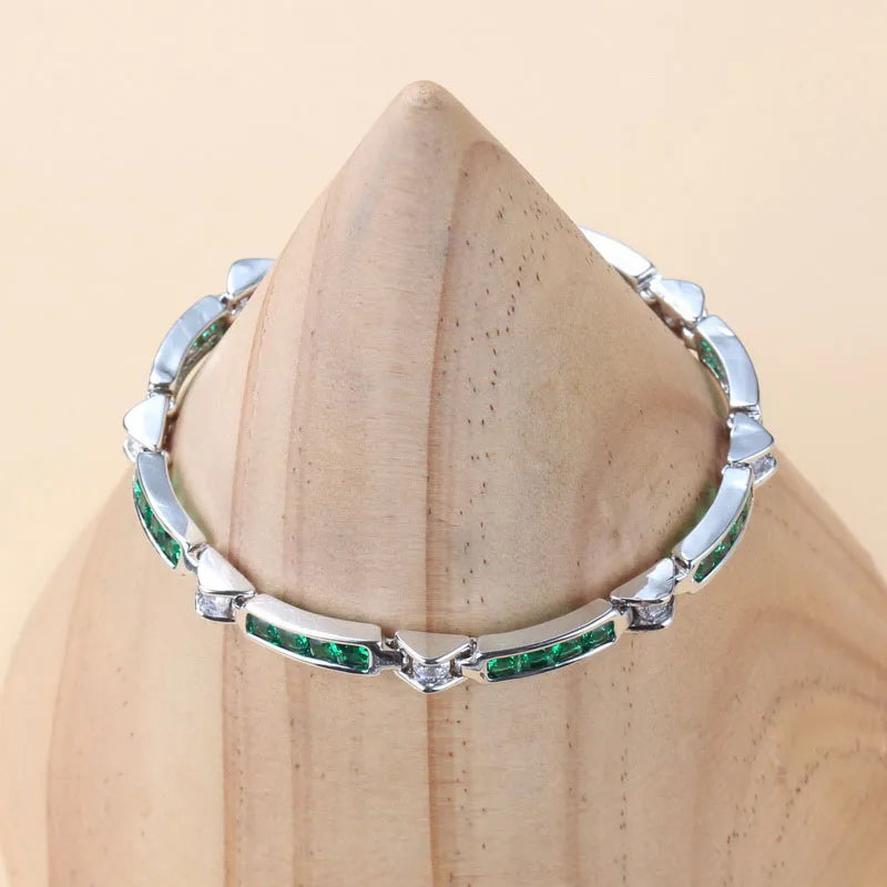 Charm Bracelet Bangle With Natural Stone