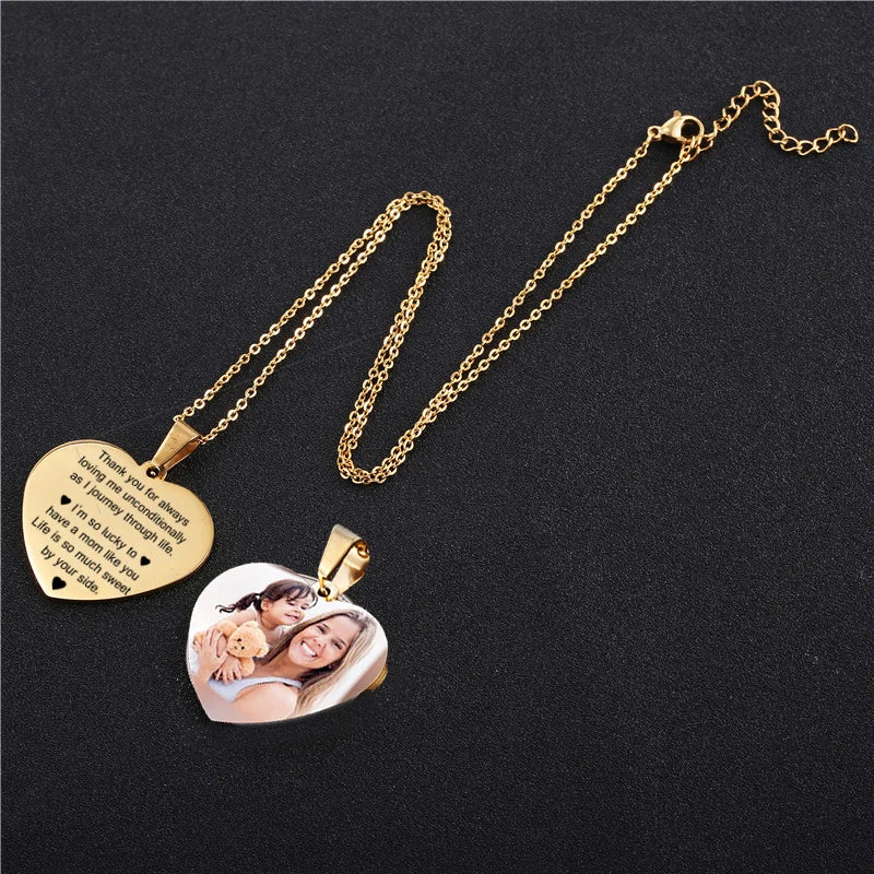 Custom Name Photo Heart Necklace