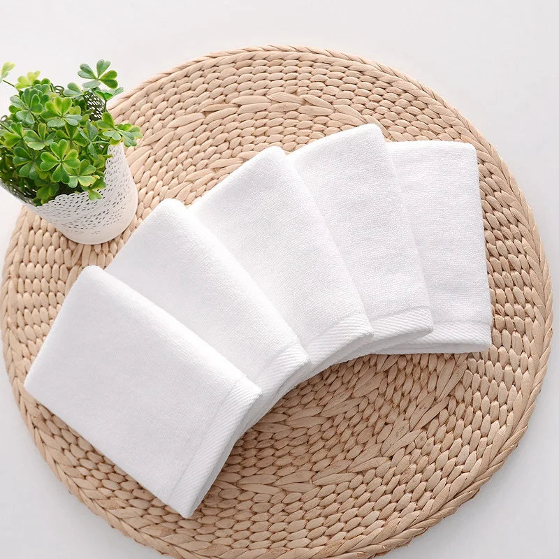 White Cotton Towel Set (7 or 14-Pieces) - 30x30cm