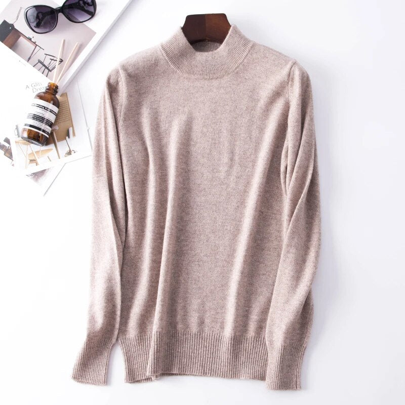 women long sleeve solid color large size top turtleneck sweater