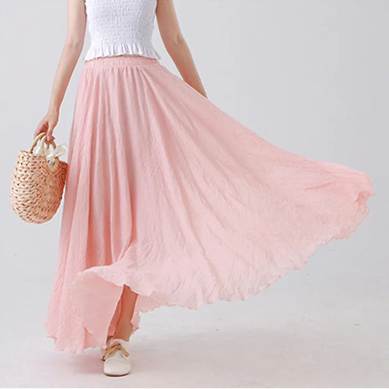 Casual Elastic High Waist Quality Maxi Skirt