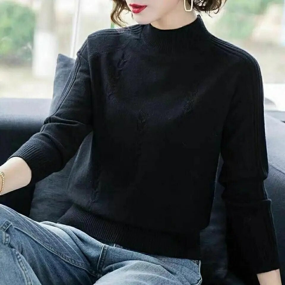 Women Sweaters Casual Loose Long Sleeve Solid Color Female Jumper