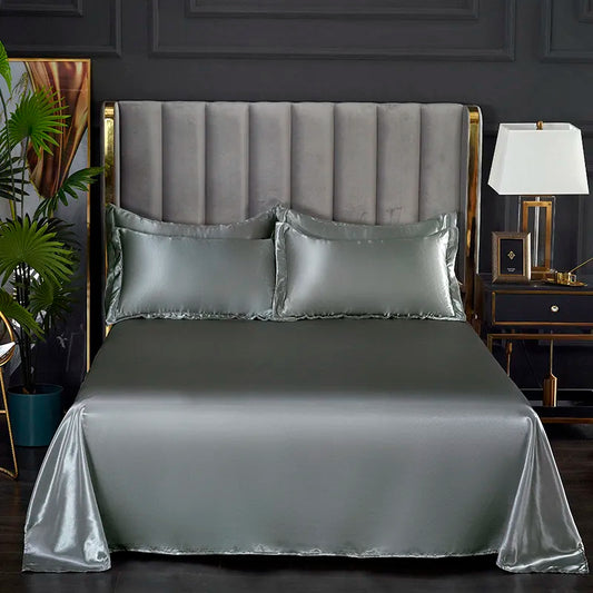 Flat Sheet Solid Color Satin Bed Sheet