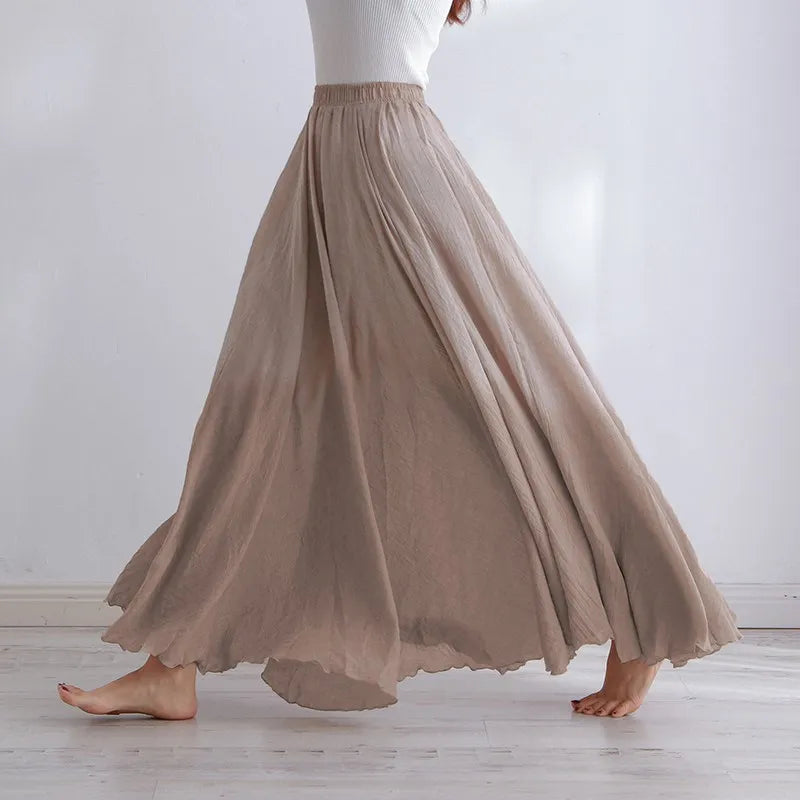 Casual Elastic High Waist Quality Maxi Skirt