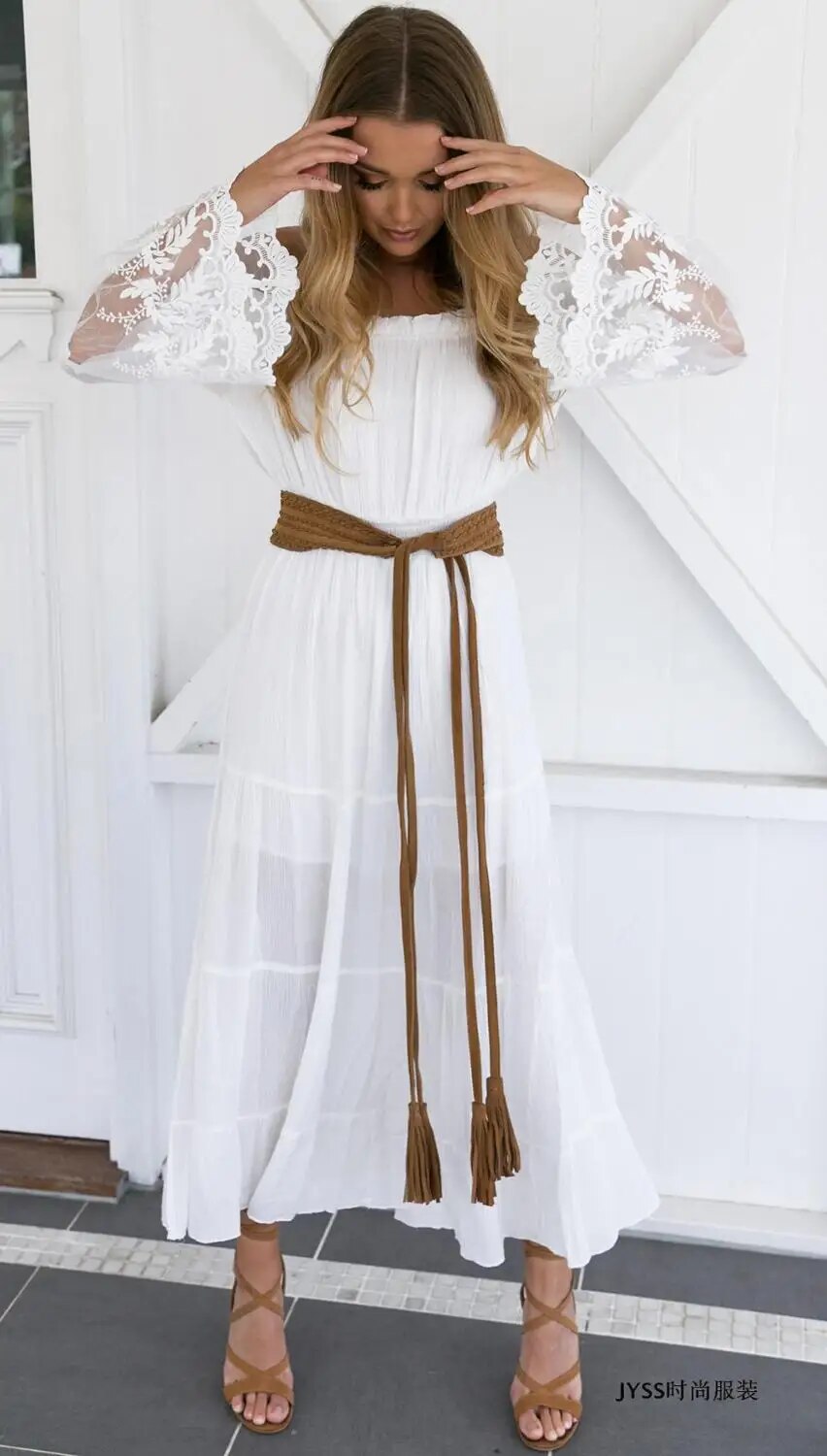 Long boho off shoulder dress