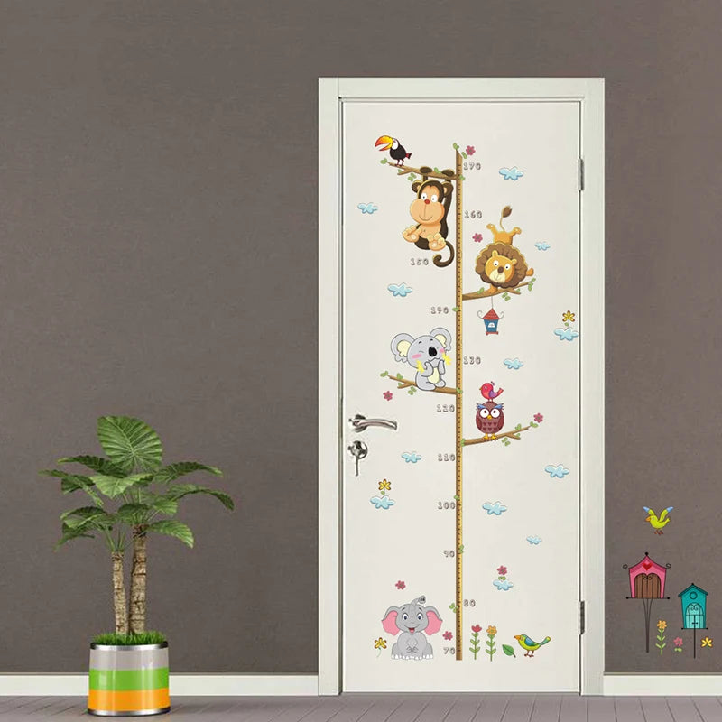 Cartoon Animal Height Ruler Meaure Wall Stickers