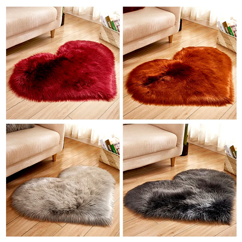 Faux Fluffy Mats Love Heart NO Lint