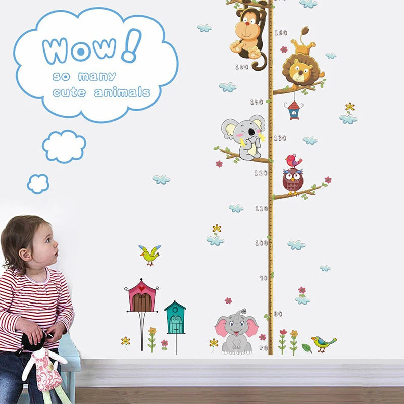 Cartoon Animal Height Ruler Meaure Wall Stickers