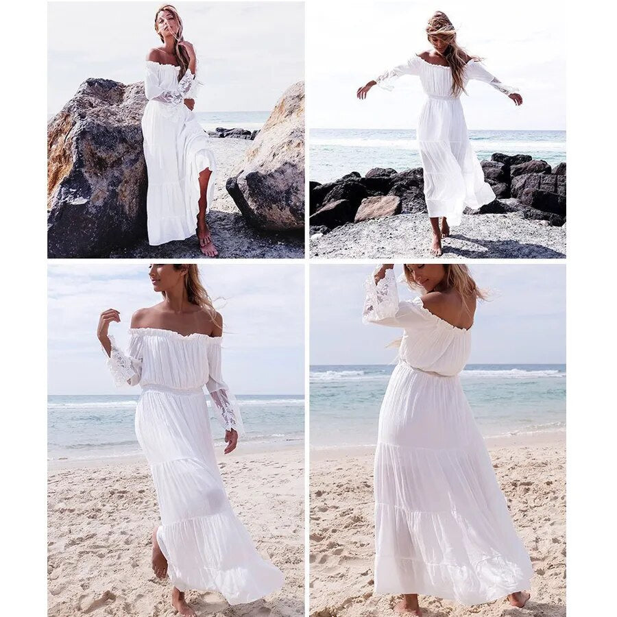 Long boho off shoulder dress