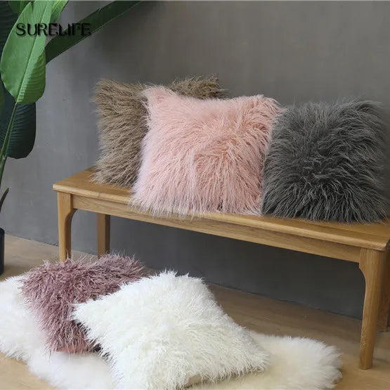 Furry Long Hair Cushion Princess Pillow bed Sofa Decor