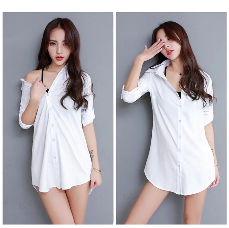 Long Blouse Women Cotton Blend Dress