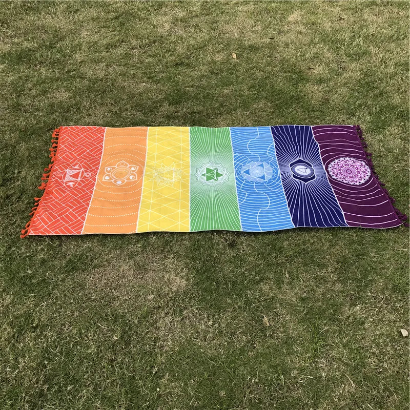 Cotton Play Mat Rainbow Stripes Tapestry