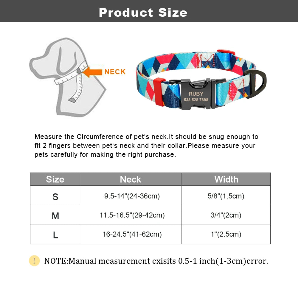 Nylon Print Small Dog Collars Engrave