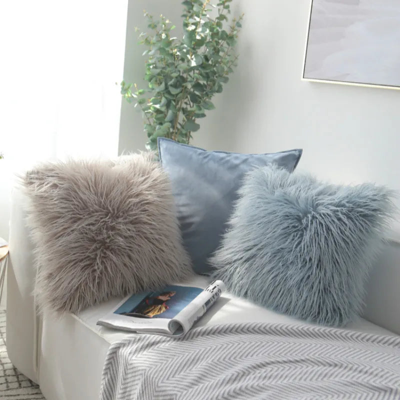 Furry Long Hair Cushion Princess Pillow bed Sofa Decor