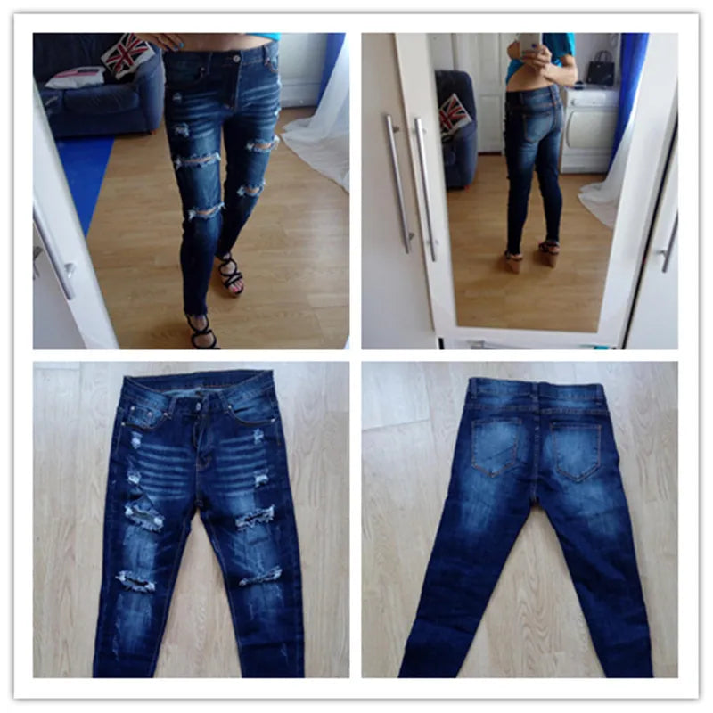 Ripped Jeans Women Cool Denim Pants