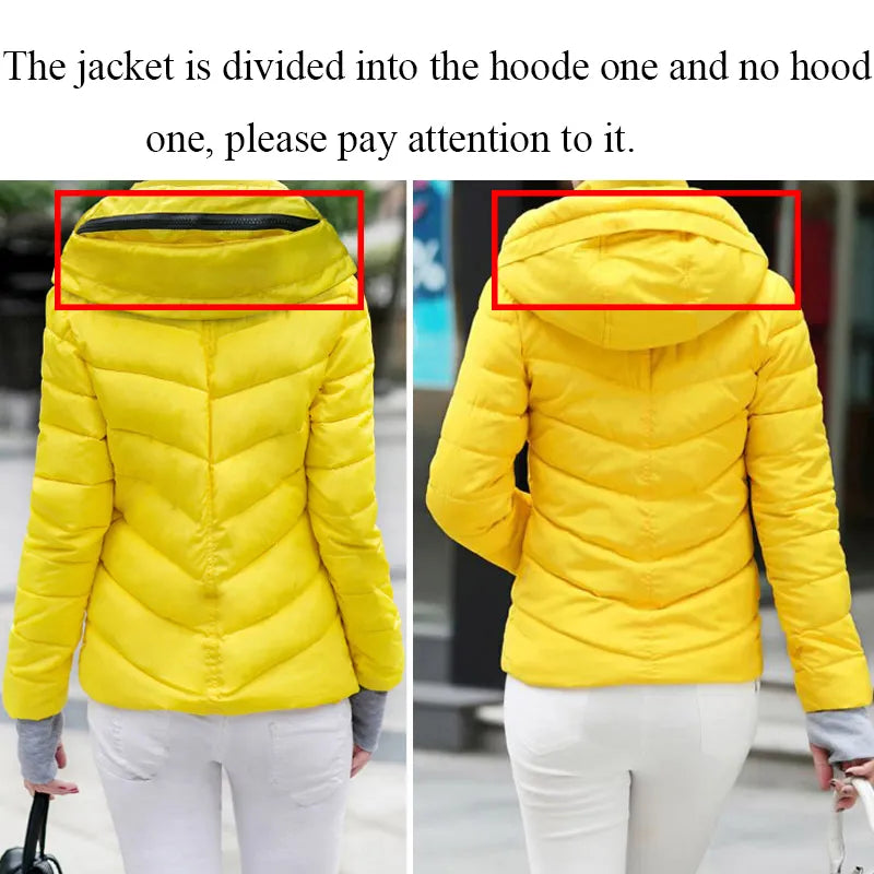 Solid hooded Coats Zipper Female tops