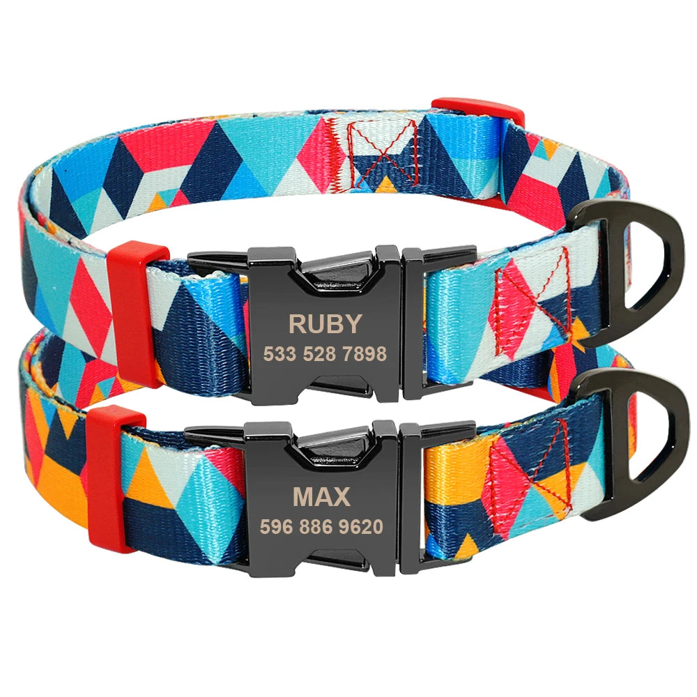 Nylon Print Small Dog Collars Engrave