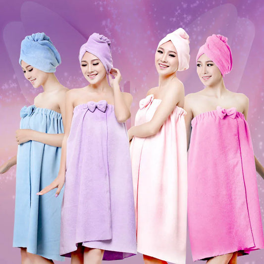 Magic Microfiber Bath Towel Skirt for Women - 145x75cm