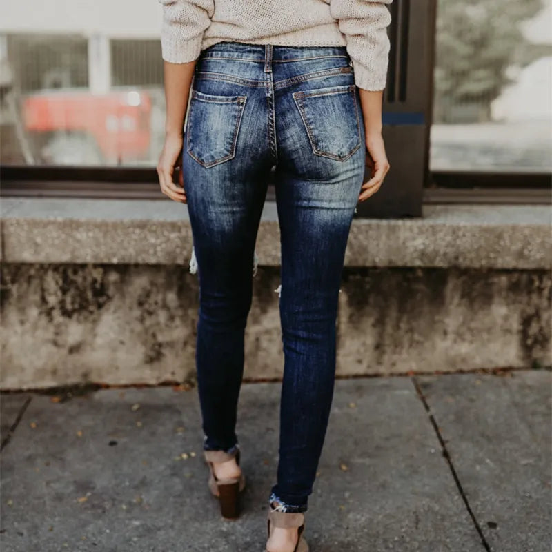 Ripped Jeans Women Cool Denim Pants