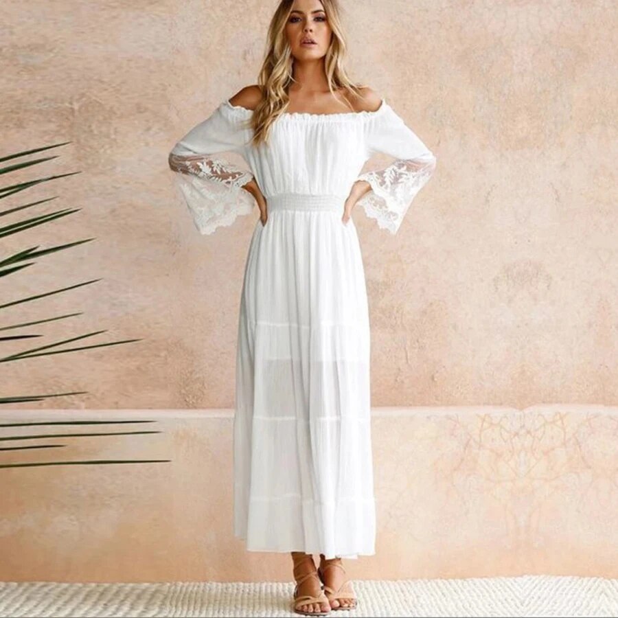 Long boho off shoulder dress