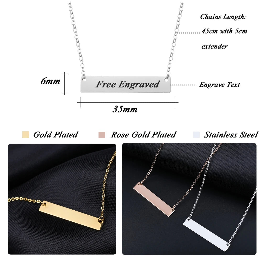 Personalized Bar Necklace For Women