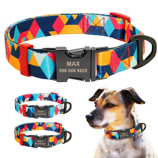 Nylon Print Small Dog Collars Engrave