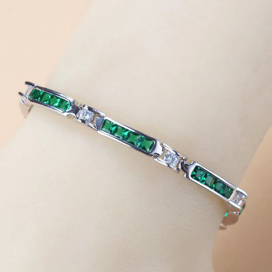 Charm Bracelet Bangle With Natural Stone