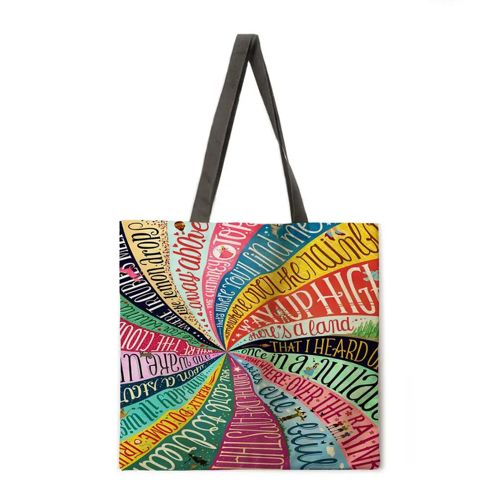 Boho style foldable reusable tote bag