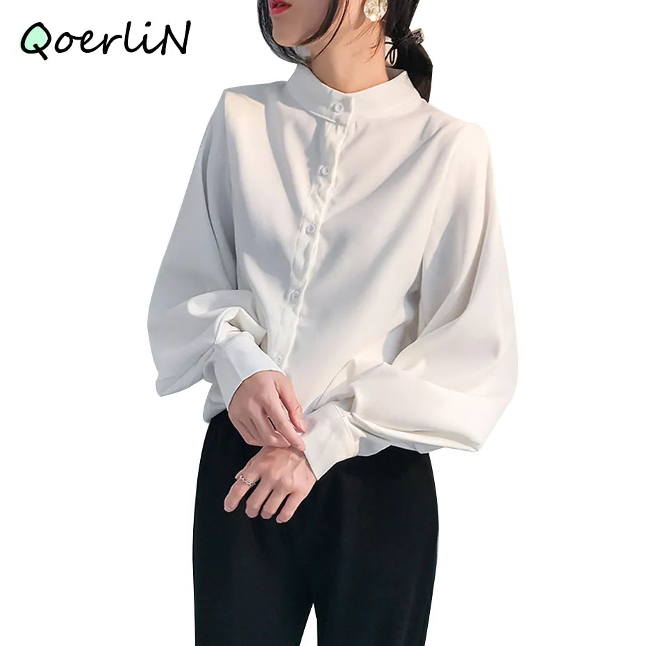 Big Lantern Sleeve Stand Collar Shirts