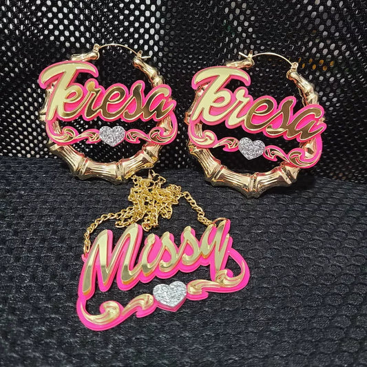 Big Bamboo Personalized Name Earrings