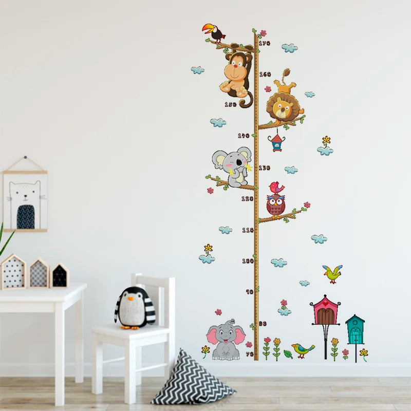 Cartoon Animal Height Ruler Meaure Wall Stickers