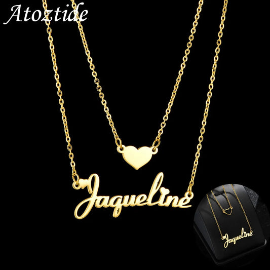 Customized Name Necklace Heart Choker