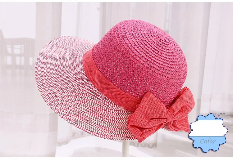 Large wide brim paper sun hat Bowknot