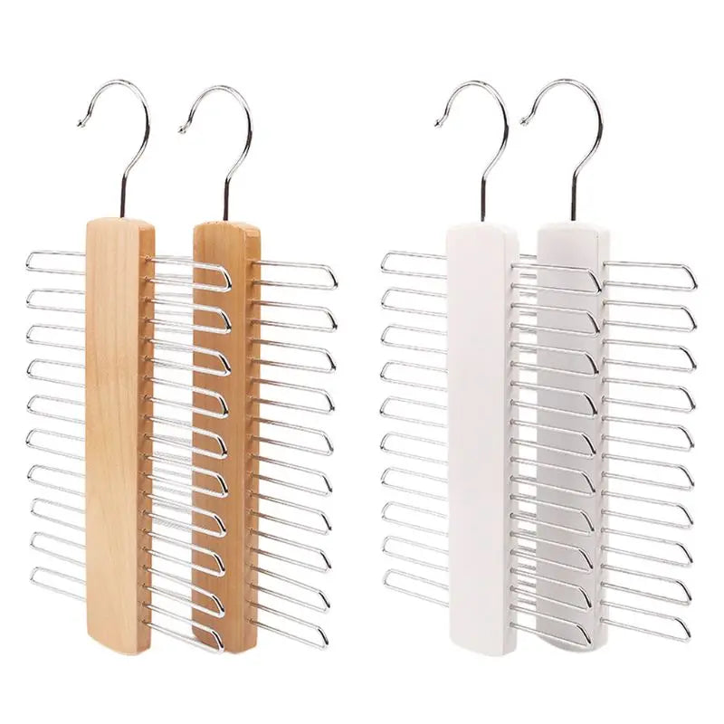 Wooden 20 Bar Tie Rack Hanger - Scarf, Belt, Accessory Organiser H58C