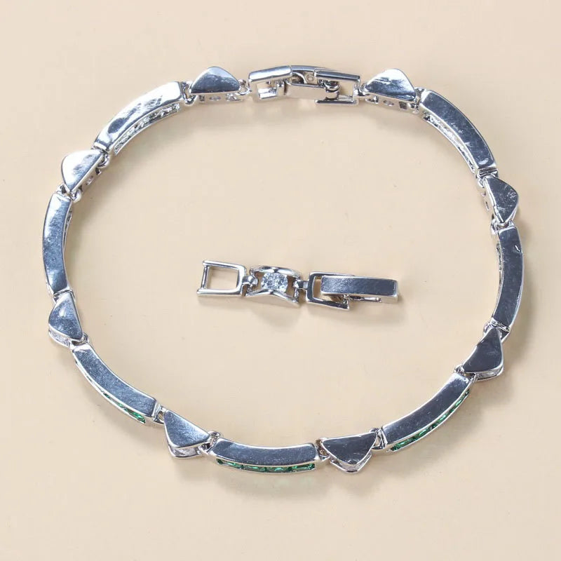 Charm Bracelet Bangle With Natural Stone