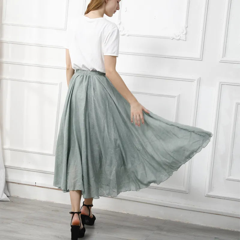 Casual Elastic High Waist Quality Maxi Skirt